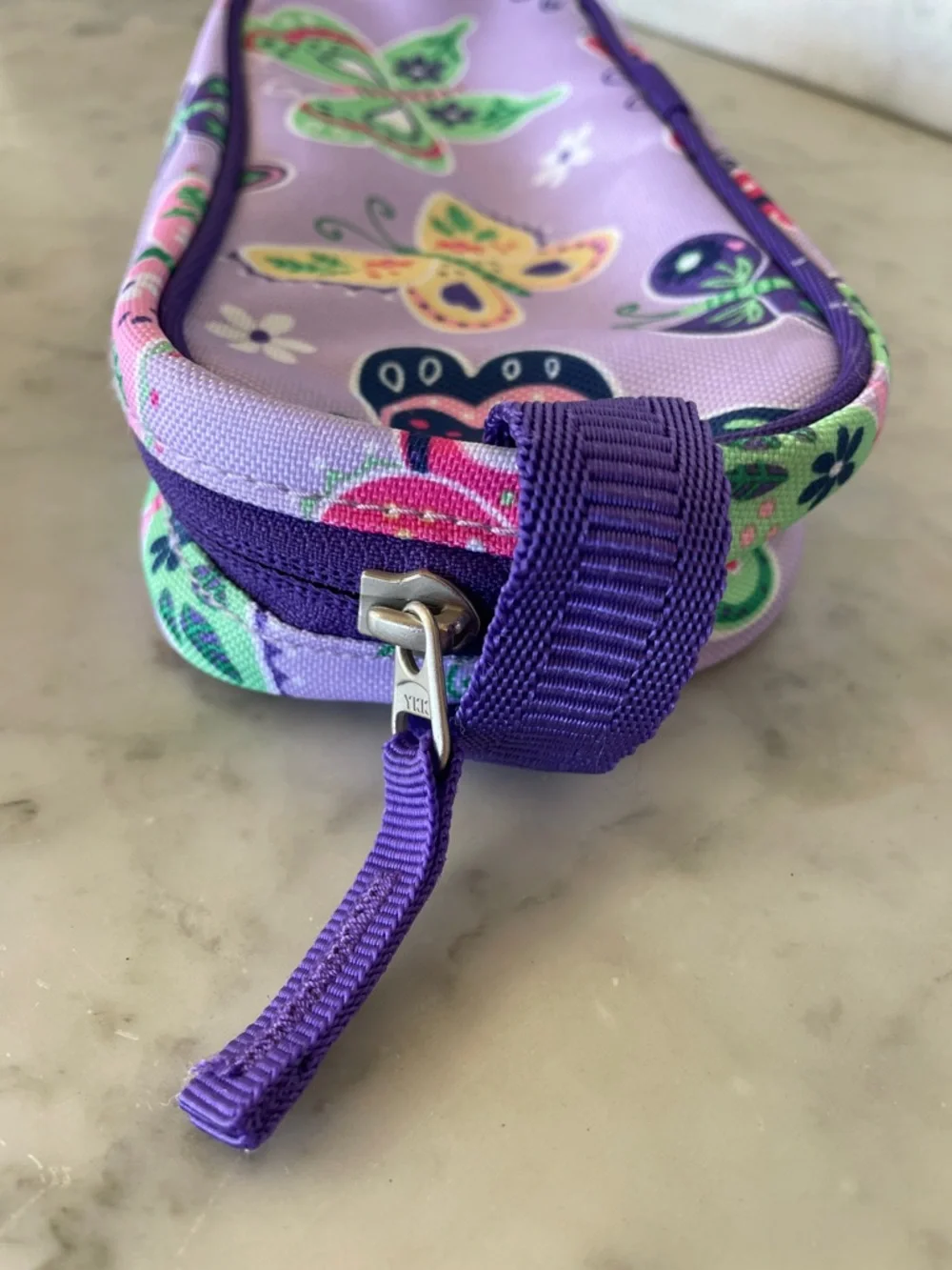 POTTERY BARN KIDS Mackenzie Lavender Butterfly Pencil Case Pouch Purple Trim